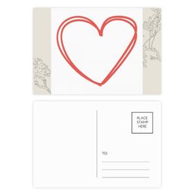 Dıythinker 20 Adet 14x9 cm Renkli Sevgililer Günü Kalp Çift Hatlı Çiçek Kartpostal Seti