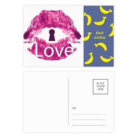 Dıythinker 20 Adet 14x9 cm Renkli Sevgililer Günü Pembe Dudak Aşk Anahtar Deliği Muz Kartpostal Seti