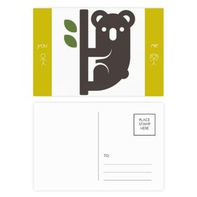 Dıythinker 20 Adet 14x9 cm Renkli Silüeti Avustralya Koala ve Okalipt Arkadaş Kartpostal Seti
