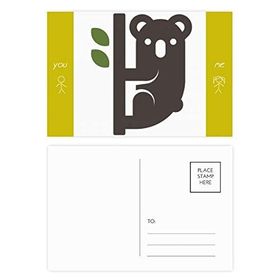Dıythinker 20 Adet 14x9 cm Renkli Silüeti Avustralya Koala ve Okalipt Arkadaş Kartpostal Seti