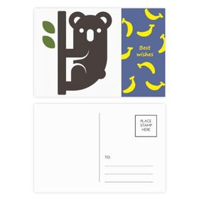 Dıythinker 20 Adet 14x9 cm Renkli Silüeti Avustralya Koala ve Okalipt Muz Kartpostal Seti
