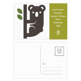 Dıythinker 20 Adet 14x9 cm Renkli Silüeti Avustralya Koala ve Okalipt Şiir Kartpostal Seti