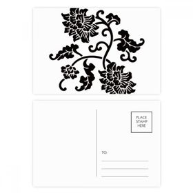 Dıythinker 20 Adet 14x9 cm Renkli Silüeti Siyah Çiçekler Bitki Kartpostal Seti