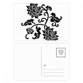 Dıythinker 20 Adet 14x9 cm Renkli Silüeti Siyah Çiçekler Bitki Kartpostal Seti
