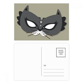 Dıythinker 20 Adet 14x9 cm Renkli Siyah Kedi Maskesi Venedik Mutlu Karnavalı Kartpostal Seti