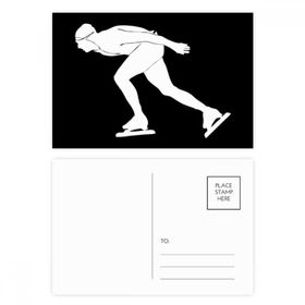Dıythinker 20 Adet 14x9 cm Renkli Siyah Kış Pateni Spor Silüeti Kartpostal Seti