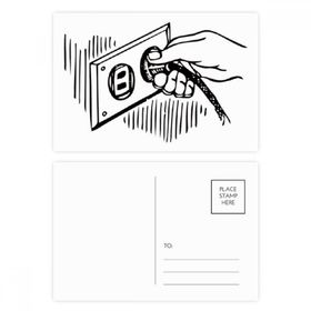 Dıythinker 20 Adet 14x9 cm Renkli Soket Fiş Desenli Devre Diyagram Kartpostal Seti