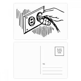 Dıythinker 20 Adet 14x9 cm Renkli Soket Fiş Desenli Devre Diyagram Kartpostal Seti