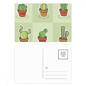 Dıythinker 20 Adet 14x9 cm Renkli Succulents Kaktüs Saksısı Bitki İllüstrasyon Desen Kartpostal Seti