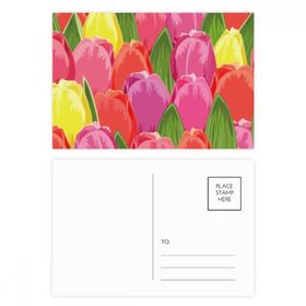 Dıythinker 20 Adet 14x9 cm Renkli Suluboya Bitki Çiçek Lale Kartpostal Seti
