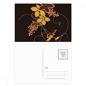 Dıythinker 20 Adet 14x9 cm Renkli Tablo Japon Kahverengi Çiçek Kartpostal Seti