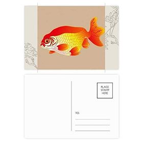 Dıythinker 20 Adet 14x9 cm Renkli Tablo Japon Kültürü FIish Altın Çiçek Kartpostal Seti