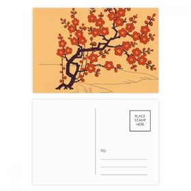 Dıythinker 20 Adet 14x9 cm Renkli Tablo Japon Kültürü Kırmızı Çiçek Kartpostal Seti