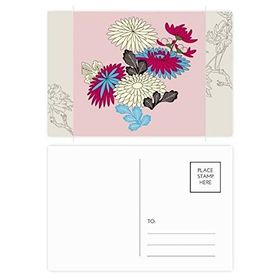 Dıythinker 20 Adet 14x9 cm Renkli Tablo Japon Kültürü Pembe Çiçek Kartpostal Seti