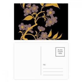 Dıythinker 20 Adet 14x9 cm Renkli Tablo Japon Kültürü Siyah Çiçek Kartpostal Seti