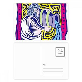 Dıythinker 20 Adet 14x9 cm Renkli Takımyıldızı Kova Meksika Kültürü Oyma Kartpostal Seti