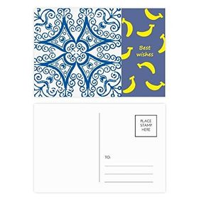 Dıythinker 20 Adet 14x9 cm Renkli Talavera Dekoratif Desen Mavi Ilustration Muz Kartpostal Seti