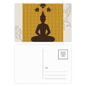 Dıythinker 20 Adet 14x9 cm Renkli Tayland Kültürü Budizm Buda Heykeli Çiçek Kartpostal Seti