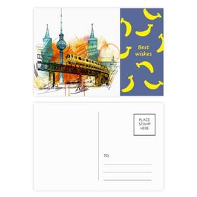 Dıythinker 20 Adet 14x9 cm Renkli Tokyo Japon Raylı Tren Kulesi Muz Kartpostal Seti