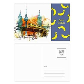 Dıythinker 20 Adet 14x9 cm Renkli Tokyo Japon Raylı Tren Kulesi Muz Kartpostal Seti