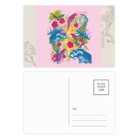 Dıythinker 20 Adet 14x9 cm Renkli Tropik Stil Papağan Ayısı Zebra Çiçek Kartpostal Seti