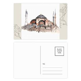 Dıythinker 20 Adet 14x9 cm Renkli Türkiye Hagia Sophia İstanbul Çiçek Kartpostal Seti