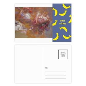 Dıythinker 20 Adet 14x9 cm Renkli Turuncu XJJ Yağlı Boya Tablo Muz Kartpostal Seti