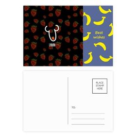 Dıythinker 20 Adet 14x9 cm Renkli UMMM Çilek Komik Çizim Muz Kartpostal Seti