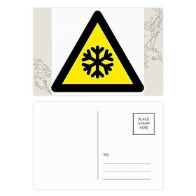 Dıythinker 20 Adet 14x9 cm Renkli Uyarı Sembolü Sarı Siyah Kar Yolu Buz Üçgen Çiçek Kartpostal Seti