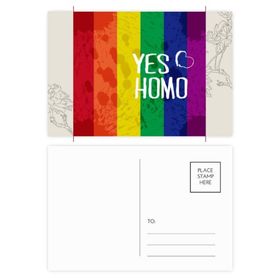 Dıythinker 20 Adet 14x9 cm Renkli Yes Homo LGBT Gökkuşağı Aşk Çiçek Kartpostal Seti