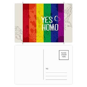 Dıythinker 20 Adet 14x9 cm Renkli Yes Homo LGBT Gökkuşağı Aşk Çiçek Kartpostal Seti