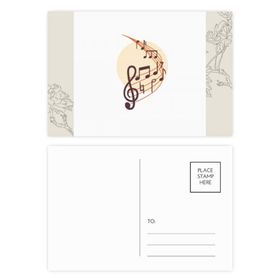 Dıythinker 20 Adet 14x9 cm Renkli Yuvarlak Şekilli Kavisli Müzik Notaları Çiçek Kartpostal Seti
