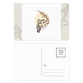 Dıythinker 20 Adet 14x9 cm Renkli Yuvarlak Şekilli Kavisli Müzik Notaları Çiçek Kartpostal Seti