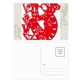 Dıythinker 20 Adet 14x9 cm Renkli Zodyak Maymun Kağıt Kesim Çin Çiçekleri Çiçek Kartpostal Seti