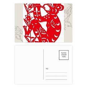 Dıythinker 20 Adet 14x9 cm Renkli Zodyak Maymun Kağıt Kesim Çin Çiçekleri Çiçek Kartpostal Seti