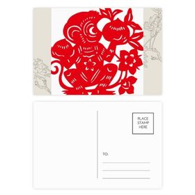 Dıythinker 20 Adet 14x9 cm Renkli Zodyak Maymun Kağıt Kesim Çin Çiçekleri Çiçek Kartpostal Seti
