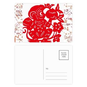 Dıythinker 20 Adet 14x9 cm Renkli Zodyak Maymun Kağıt Kesim Çin Çiçekleri Formula Kartpostal Seti