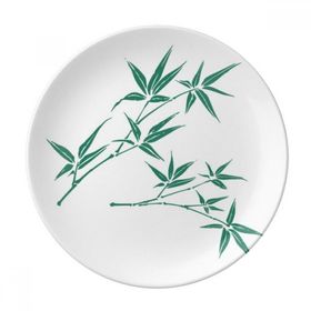 Dıythinker 20 cm Boyama Yeşil Kültür Bambu Dekoratif Porselen Tatlı Tabağı