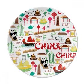 Dıythinker 20 cm Çin Bambu Fener Panda Dekoratif Porselen Tatlı Tabağı