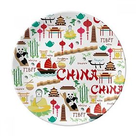 Dıythinker 20 cm Çin Bambu Fener Panda Dekoratif Porselen Tatlı Tabağı