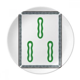 Dıythinker 20 cm Mahjong Bambu Bar 3 Fayans Desenli Dekoratif Porselen Tatlı Tabağı