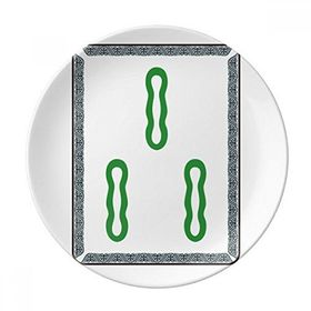 Dıythinker 20 cm Mahjong Bambu Bar 3 Fayans Desenli Dekoratif Porselen Tatlı Tabağı