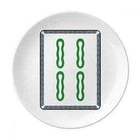 Dıythinker 20 cm Mahjong Bambu Bar 4 Fayans Desenli Dekoratif Porselen Tatlı Tabağı