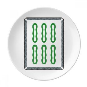 Dıythinker 20 cm Mahjong Bambu Bar 6 Fayans Desenli Dekoratif Porselen Tatlı Tabağı