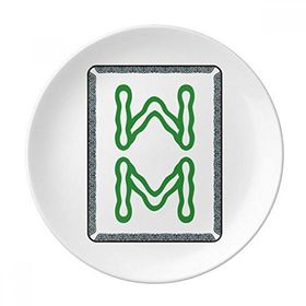 Dıythinker 20 cm Mahjong Bambu Bar 8 Fayans Desenli Dekoratif Porselen Tatlı Tabağı