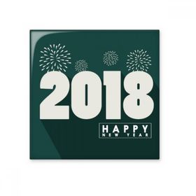 Dıythinker 2018 Beyaz Havai Fişek Mutlu Yıllar Parlak 10x10 cm Seramik Karo