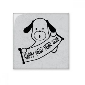 Dıythinker 2018 Happy New Year Sevimli Köpek 10x10 cm Seramik Karo