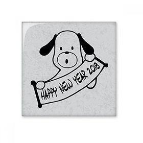 Dıythinker 2018 Happy New Year Sevimli Köpek 10x10 cm Seramik Karo