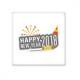 Dıythinker 2018 Havai Fişek Yıldız Gri Mutlu Yıllar Parlak 10x10 cm Seramik Karo