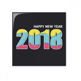 Dıythinker 2018 Renkli Dijital Mutlu Yıllar Parlak 10x10 cm Seramik Karo